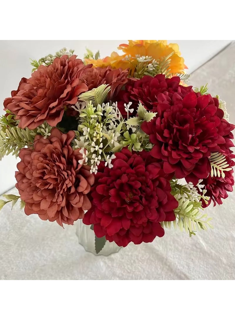 Huitich Seven Heads Artificial Flower Dark Coffee  - Image 2