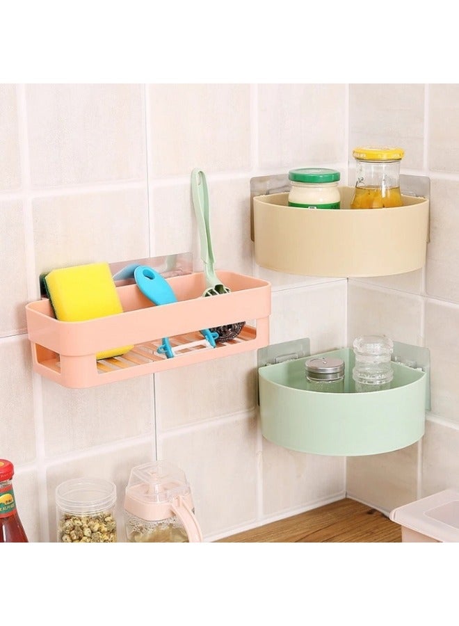 Bathroom Corner Caddy Storage, Wall Mount Holder, Suction Shelf Drain Shelves, Triangular Storage Rack, No Drill and Screw Required, Easy to Install, 25x11x7 cm - Image 2