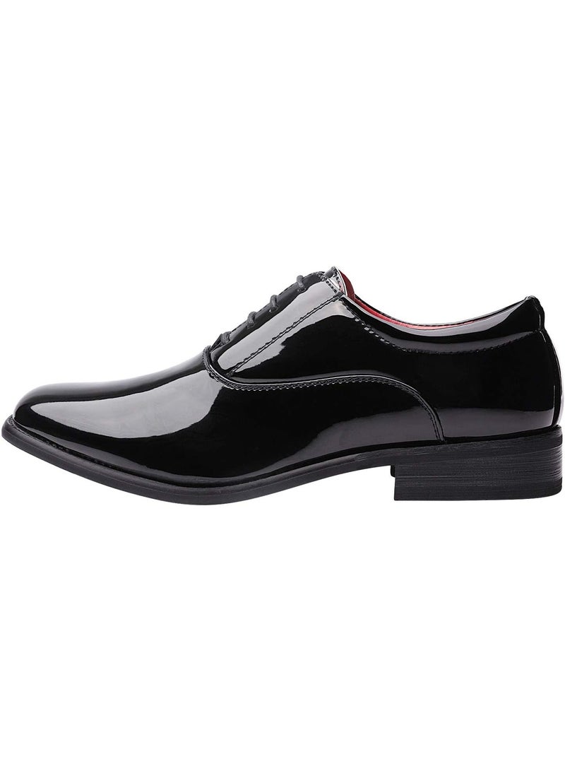 Bruno Marc Men's Dress Shoes, Faux Leather Oxford Tuxedo Shoes, Classic Lace-Up Design, Comfortable Leather Lining, Durable Wooden Heel, Formal Events, Size 8.5,Black,CEREMONY-05 - Image 1