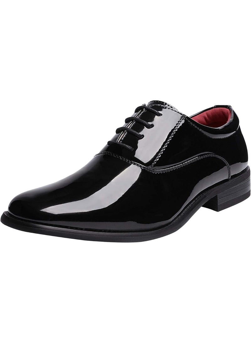 Bruno Marc Men's Dress Shoes, Faux Leather Oxford Tuxedo Shoes, Classic Lace-Up Design, Comfortable Leather Lining, Durable Wooden Heel, Formal Events, Size 8.5,Black,CEREMONY-05 - Image 2