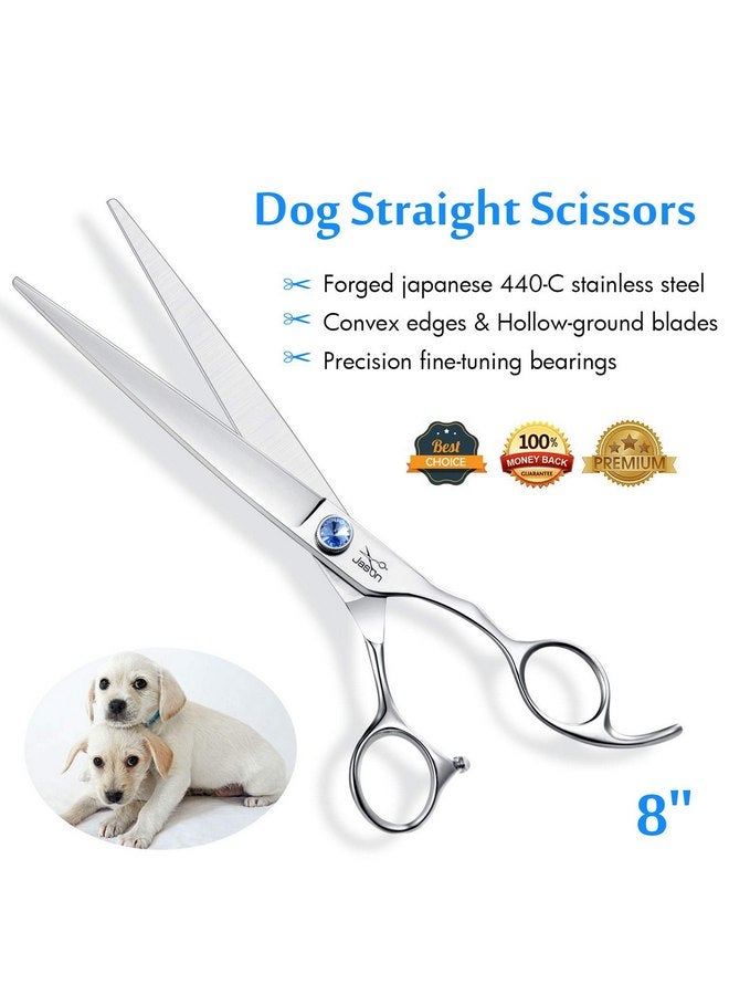 JASON 8" Straight Dog Grooming Scissors Long Pets Grooming Shears Premium Cats Trimming Kit with Offset Handle and a Jewelled Screw Sharp Comfortable - Image 2