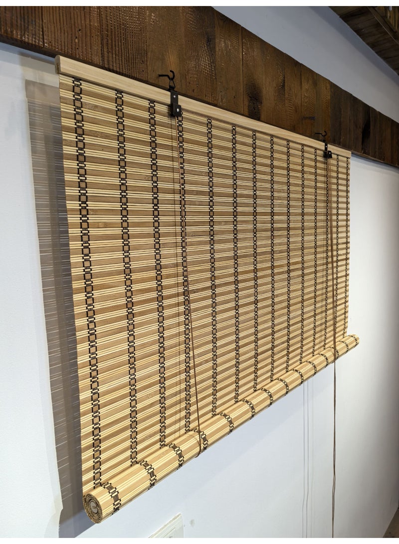 APLUS Bamboo blinds made of natural bamboo Basic color: beige with interwoven colors. Easy to install. Installation tools included. - Image 5