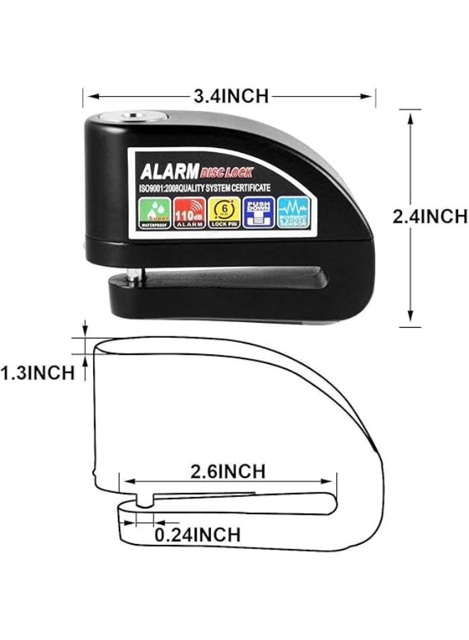 يو شوب قفل إنذار ضد السرقة للموتوسيكلات، مناسب لجميع الموتوسيكلات، مقاوم للماء لفرامل القرص أو الدبرياج من يوشوب - Image 3