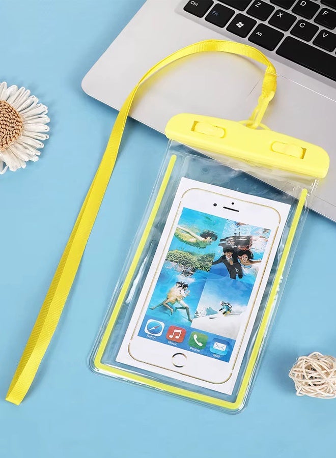 Fully protected sea case, Swimming Bag Waterproof Phone Case, Mobile Pouch PVC Cover Use at Beach or Swimming Pool, with Neck Strap For iPhone, Samsung, Xiaomi, Huawei, Redmi - Yellow - Image 2