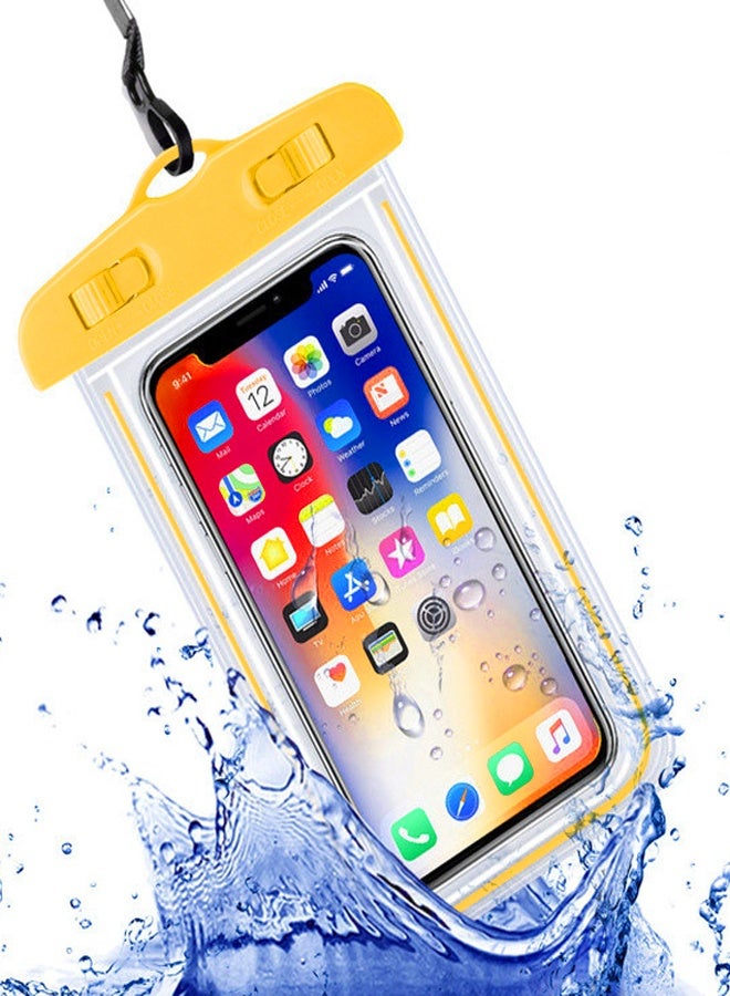 Fully protected sea case, Swimming Bag Waterproof Phone Case, Mobile Pouch PVC Cover Use at Beach or Swimming Pool, with Neck Strap For iPhone, Samsung, Xiaomi, Huawei, Redmi - Yellow - Image 1