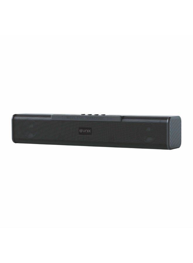 يونيكس شريط صوت لاسلكي يونكس TROS 12W | مكبر ستيريو مع اقتران TWS | دعم USB/TF/AUX/FM | صغير ومحمول | أسود - Image 1