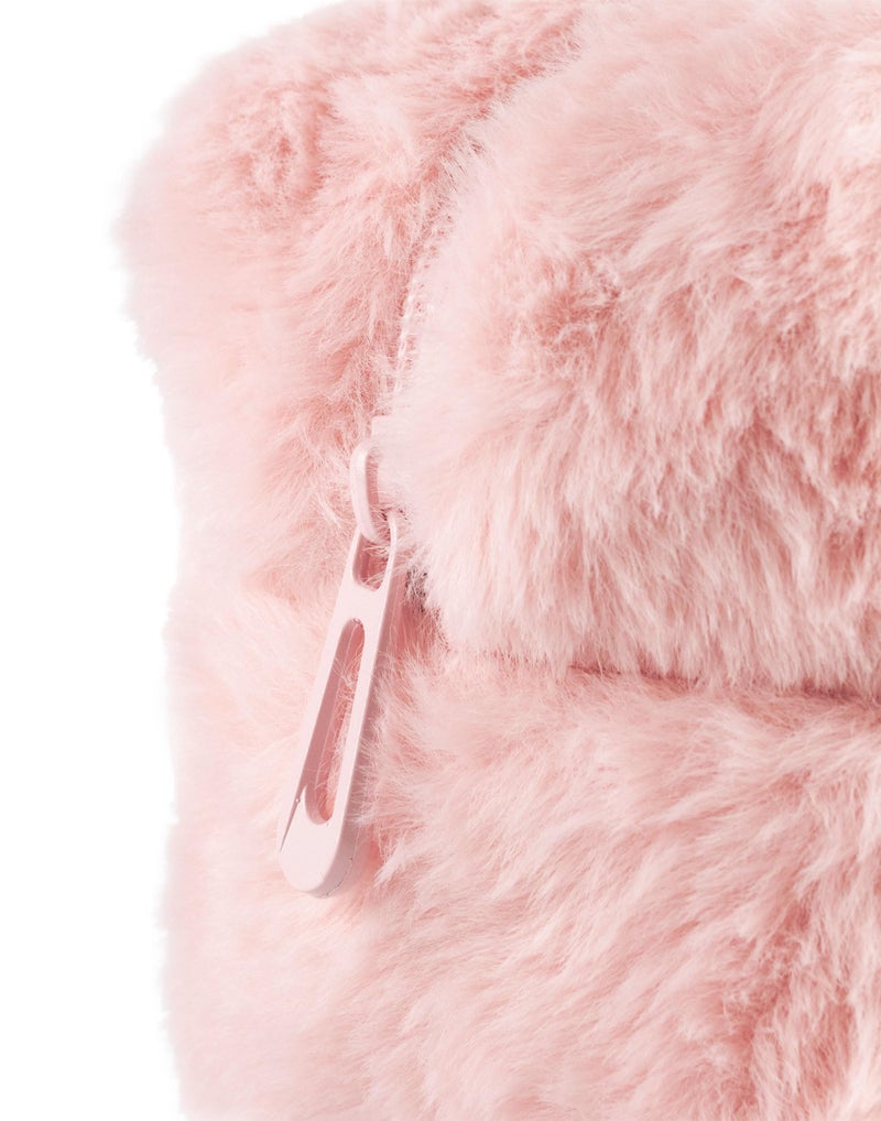 Barbie Womens Fluffy Makeup Bag | Ladies All Over Fur with Embroidered Logo in Pink | Classic Logo Zip Cosmetic Storage Bag - Image 5