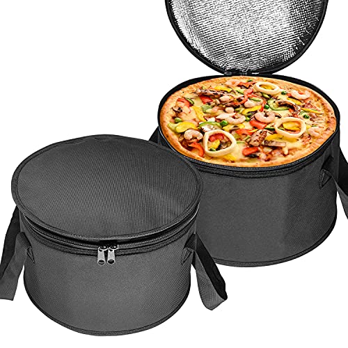 Yalin 2 Pack 12.5X7.8 Inch Round Lunch Bags, Insulated Thermal Pastry and Pie Carrier, Reusable Cake Cooler and Casserole Carrier Bags for Potluck, Picnics Food Delivery (Black Color) - Image 1