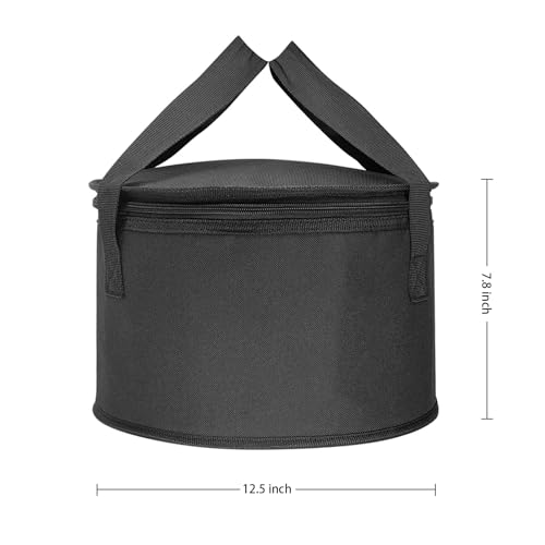 Yalin 2 Pack 12.5X7.8 Inch Round Lunch Bags, Insulated Thermal Pastry and Pie Carrier, Reusable Cake Cooler and Casserole Carrier Bags for Potluck, Picnics Food Delivery (Black Color) - Image 4