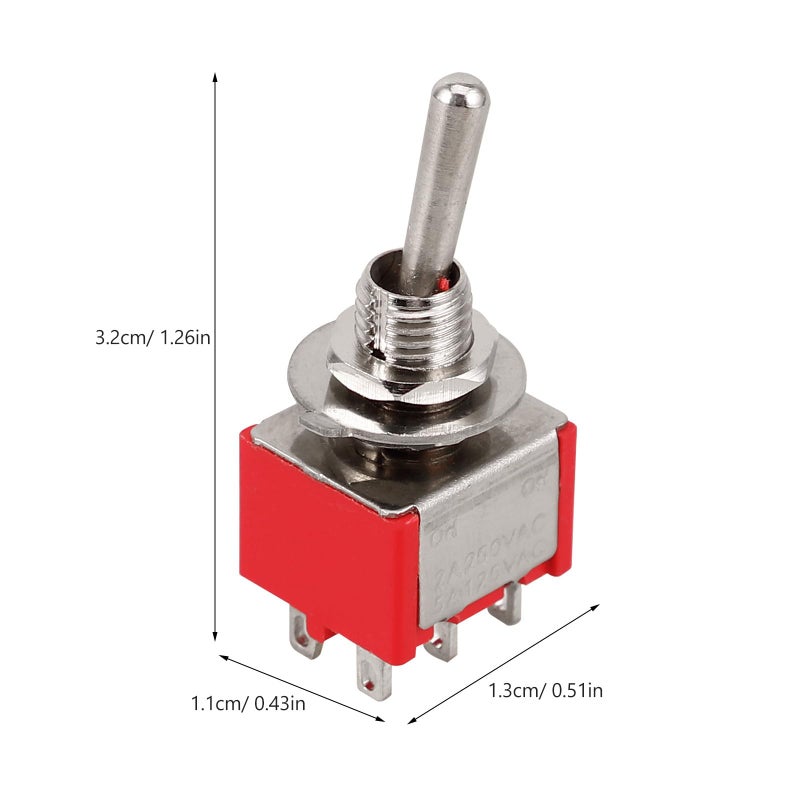 Heavy Duty 6 Pin 2 Position Red Rocker Switch For Marine Automotive Vehicle - Image 3