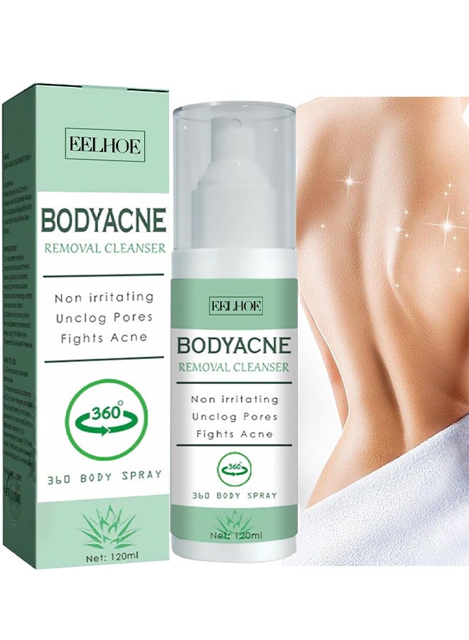 EELHOE Bodyacne Removal Cleanser, Back Acne Treatment, Back & Body Exfoliating Acne Spray, Smooth Skin, Back Moisturise, Acne Treatment for Bacne, Blackheads & Blemishes 120ml - Image 1