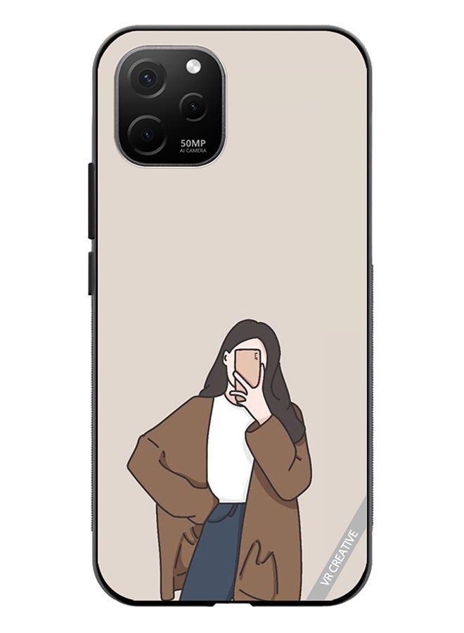 VR CREATIVE Protective Case Cover For Huawei Nova Y61 Minimilist Girl Design Multicolour - Image 1