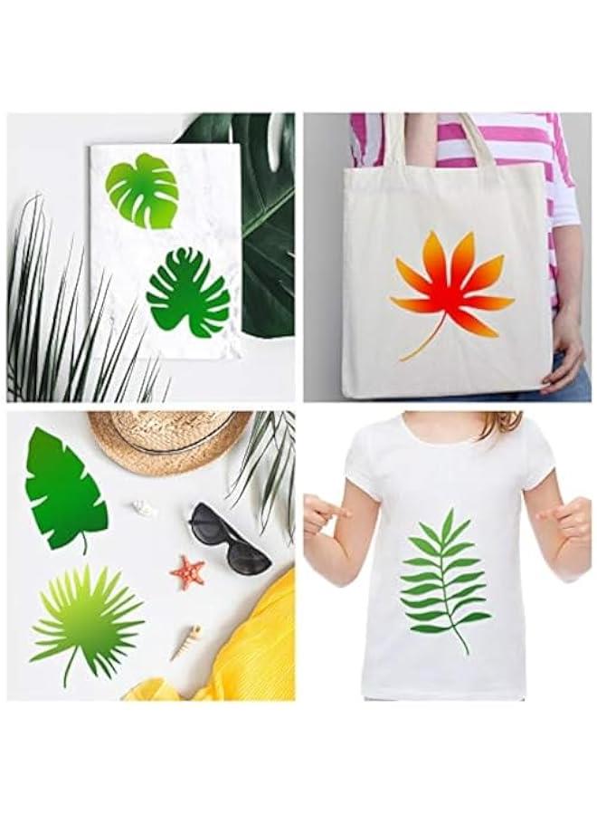 Arabest 12 Pieces Tropical Fern Leaf Painting Stencils Large Reusable Palm Turtle Leaf Wall Stencil Flexible Botanical Leaves Template Set Crafts for Furniture Canvas Wood Plank (4 x 8 Inches)  - Image 4