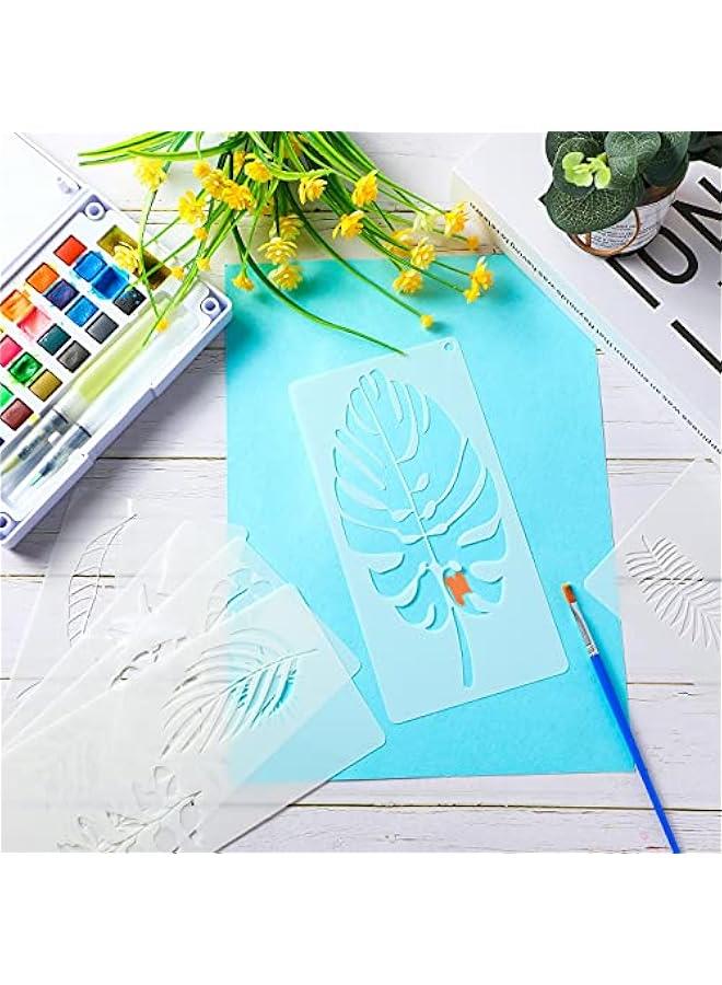 Arabest 12 Pieces Tropical Fern Leaf Painting Stencils Large Reusable Palm Turtle Leaf Wall Stencil Flexible Botanical Leaves Template Set Crafts for Furniture Canvas Wood Plank (4 x 8 Inches)  - Image 3