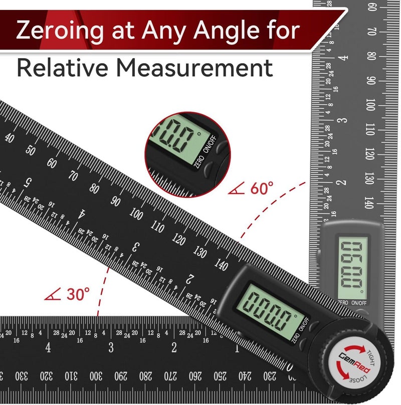 GemRed 82305 Aluminum Digital Angle Finder Protractor - Image 4