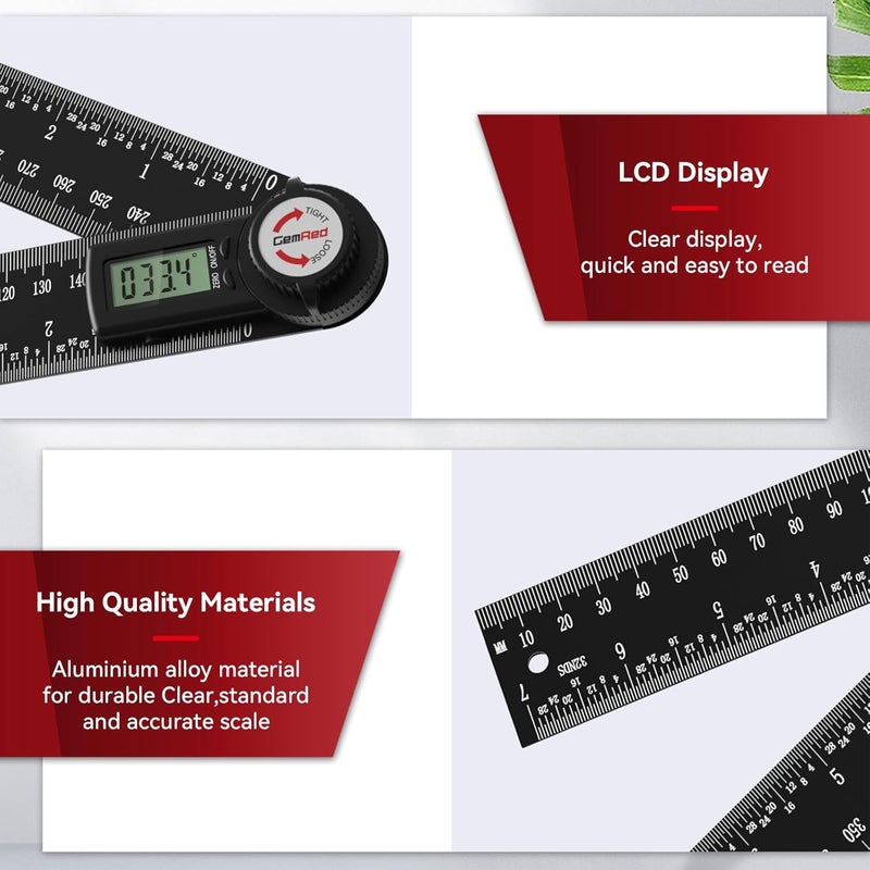 GemRed 82305 Aluminum Digital Angle Finder Protractor - Image 3