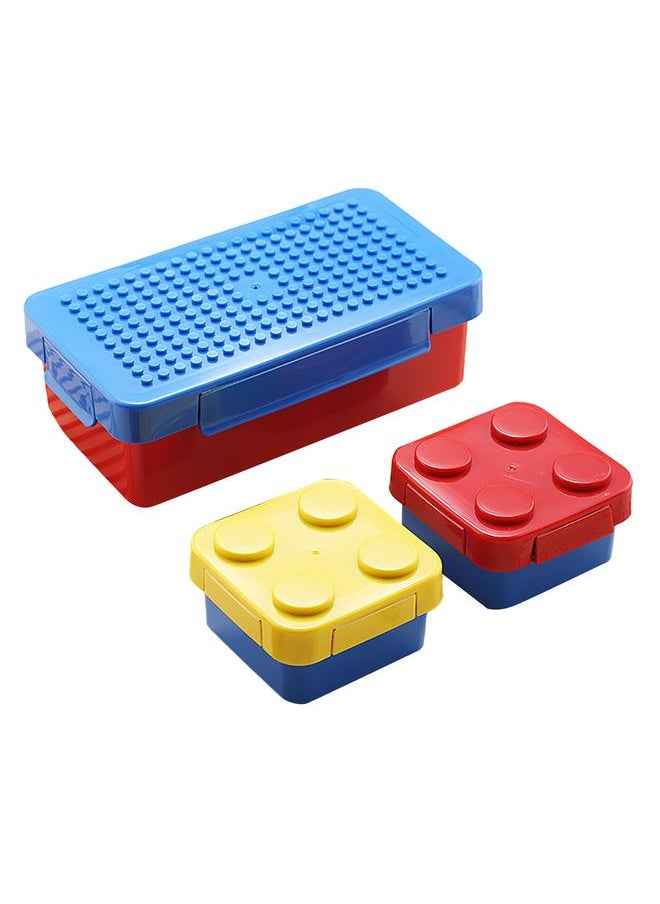 Thoraya DIY Pixel Puzzle Building Blocks Lunch Box Children Creative Lunch Boxes for Kids Blue Cover  - Image 1