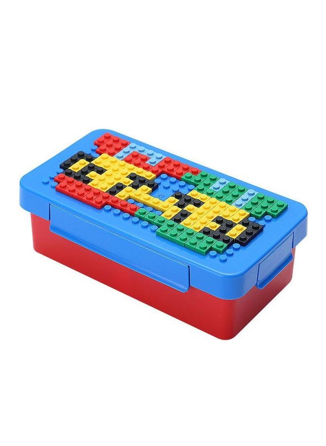 Thoraya DIY Pixel Puzzle Building Blocks Lunch Box Children Creative Lunch Boxes for Kids Blue Cover  - Image 2