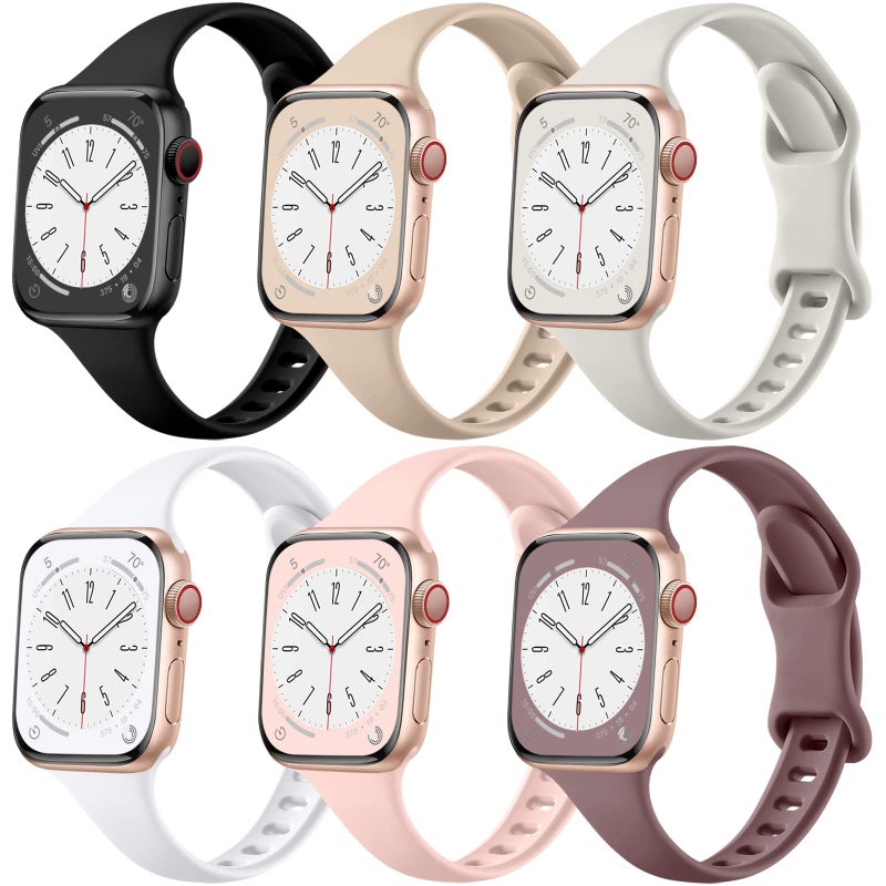 Lerobo Thin Slim Bands Compatible with Apple Watch 40mm 38mm 44mm 45mm 46mm 42mm 41mm 49mm SE iWatch Bands Ultra Series 10 9 8 7 6 5 4 3 2 1 for Women Men,Soft Narrow Sport Strap Wristband - Image 1