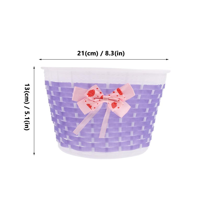 Woven Purple Bike Basket with Streamers and Grips for Boys Outdoor Riding - Image 3