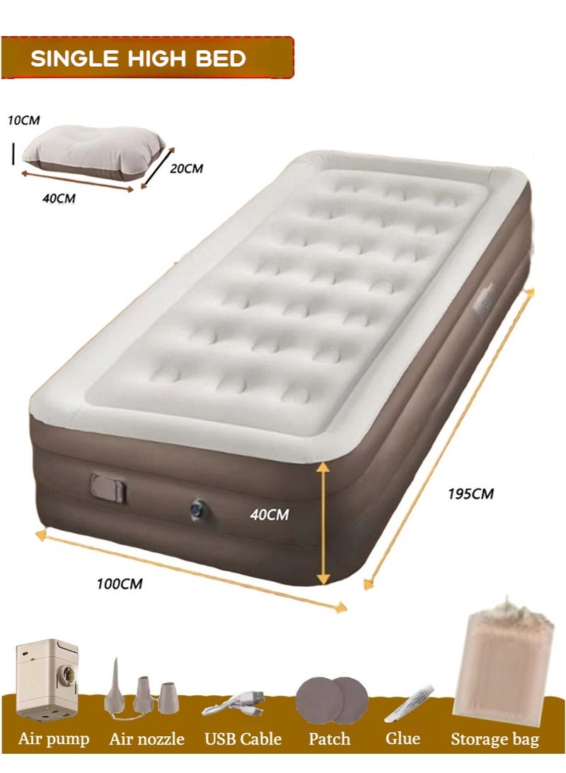 شو وو مرتبة هوائية كوين مع مضخة مدمجة، مضخة بطارية ليثيوم لاسلكية قابلة للإزالة، قابلة للنفخ ذاتيًا، مرتبة تخييم، مرتبة قابلة للنفخ محمولة للتخييم والضيوف والمنزل، 195*100*40 سم - Image 1