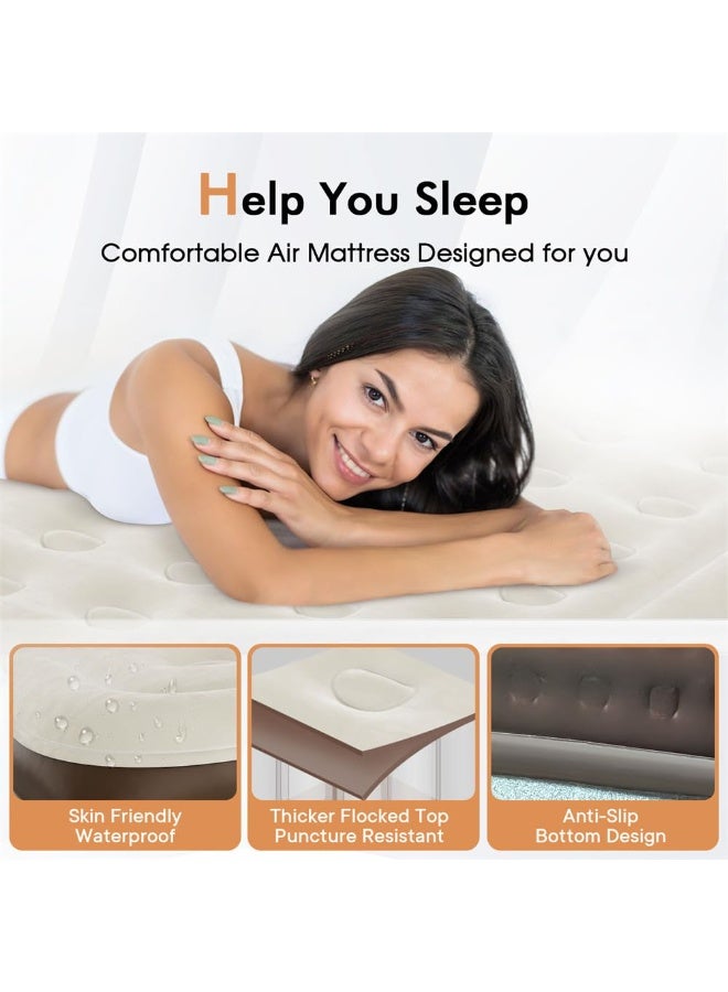 شو وو مرتبة هوائية كوين مع مضخة مدمجة، مضخة بطارية ليثيوم لاسلكية قابلة للإزالة، قابلة للنفخ ذاتيًا، مرتبة تخييم، مرتبة قابلة للنفخ محمولة للتخييم والضيوف والمنزل، 195*100*40 سم - Image 3