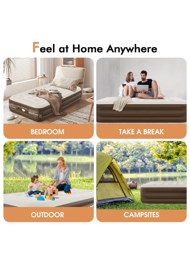 شو وو مرتبة هوائية كوين مع مضخة مدمجة، مضخة بطارية ليثيوم لاسلكية قابلة للإزالة، قابلة للنفخ ذاتيًا، مرتبة تخييم، مرتبة قابلة للنفخ محمولة للتخييم والضيوف والمنزل، 195*100*40 سم - Image 5