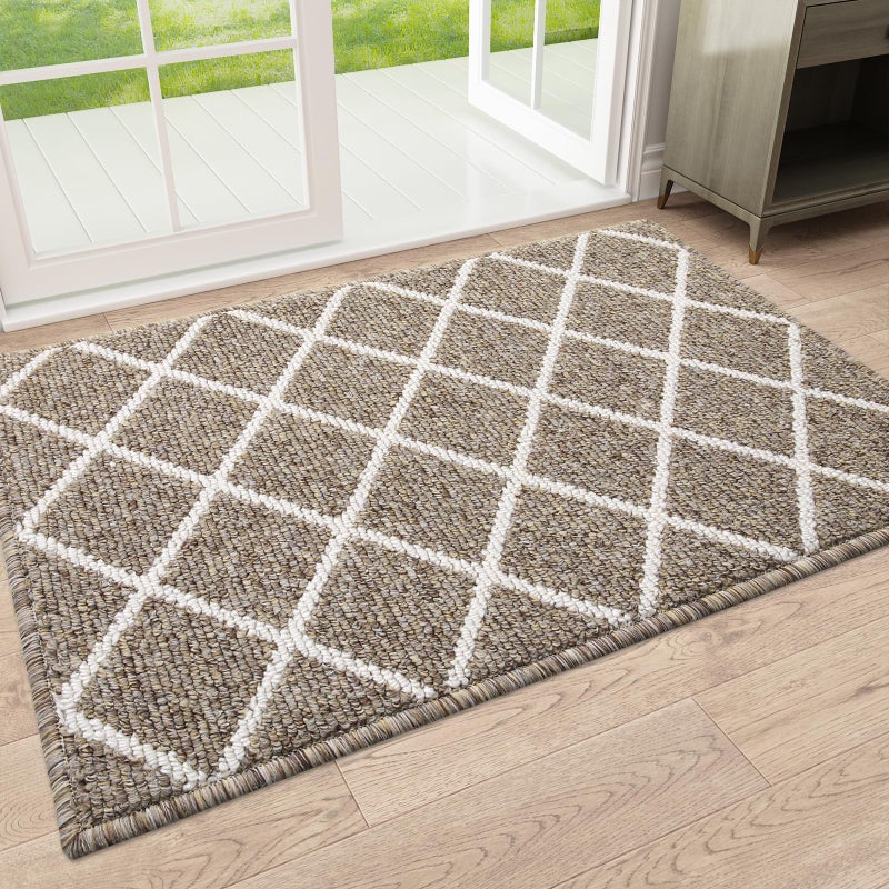 Finchitty Indoor Door Mat Dirt Resistant and Absorbent LowProfile NonSlip Washable Inside Floor Mats for Front Door Back and Entrance 36 x 24 Khaki