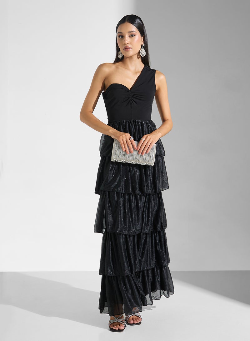 Namshi x One Shoulder Pleated   Tiers Dress - Image 4