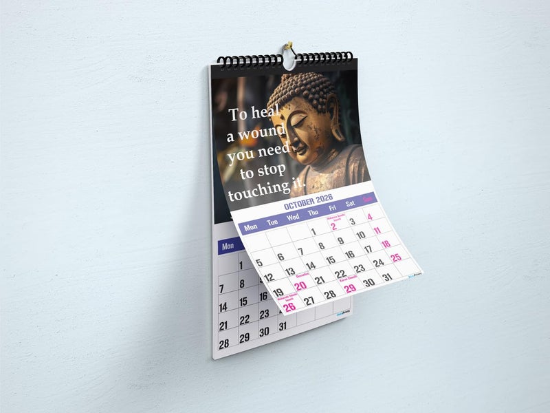 AccuPrints® Wall Calendar 2026 Planner-Size (14 x 20) inch For Office Home Table New Year Hanging Kids (35.5 x 50) cm- (Buddha Wall) - Image 4