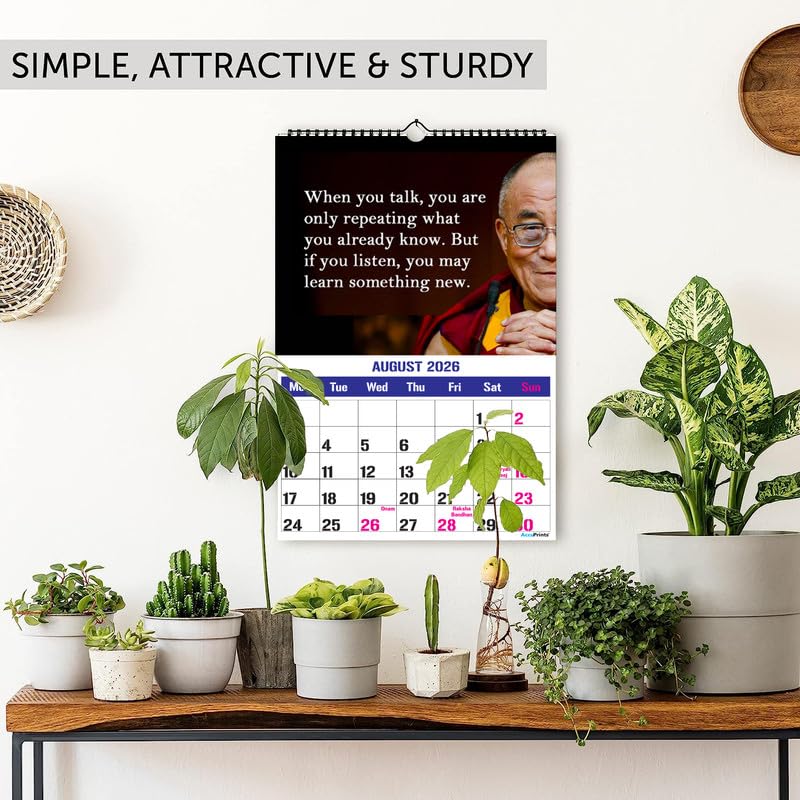 AccuPrints® Wall Calendar 2026 Planner-Size (14 x 20) inch For Office Home Table New Year Hanging Kids (35.5 x 50) cm- (Buddha Wall) - Image 3