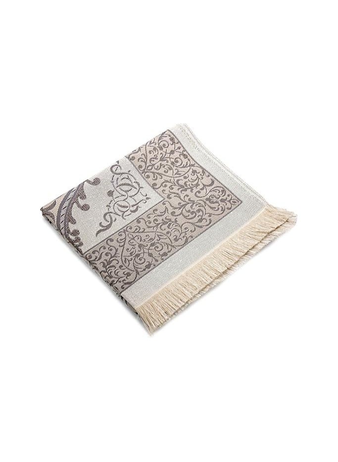 Muslim Prayer Rug and Beads with Elegant Slub Fabric Bag | Janamaz | Sajadah | Soft Islamic Prayer Rug | Islamic Gifts | Prayer Carpet Mat, Taffeta Fabric, Grey - Image 2