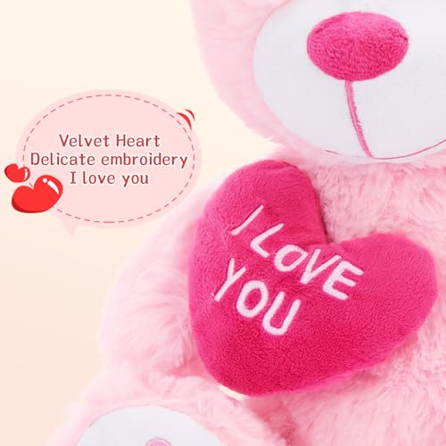 BENINY 12 Teddy Bear with Heart Cute Pink Teddy Bear Stuffed Animals for Valentines Soft Bear Plushie Toy Stuffed Bear Plush Gifts for Girlfriend Kid - Image 5