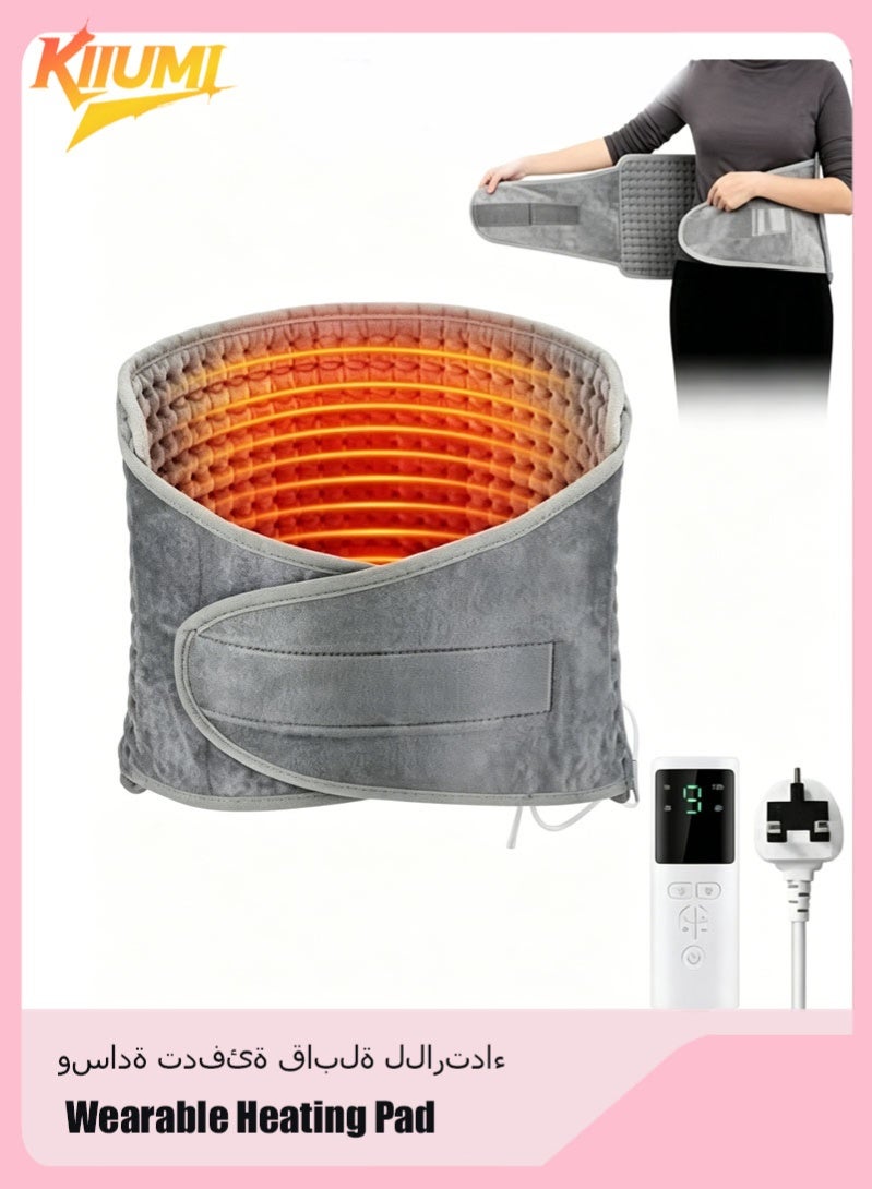 KIIUMI Electric Waist Heating Belt With LCD Controller,with 9 Heating Levels and 4 Timer Auto Off,Soft Touch & Machine Washable,For Cramps Neck Abdominal Shoulder,12" x 24" - Image 1
