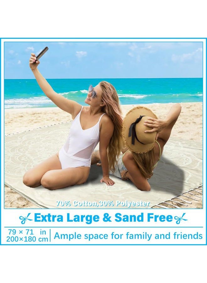 Vikumond Oversized Turkish Beach Towel Blanket XXL Cotton Sandproof Towels Boho Woven Extra Large Big Sand Free Giant Throw Thick Blankets Huge Quilt XL Picnic Camping Necessities Cloud For Adult Gifts - Image 2