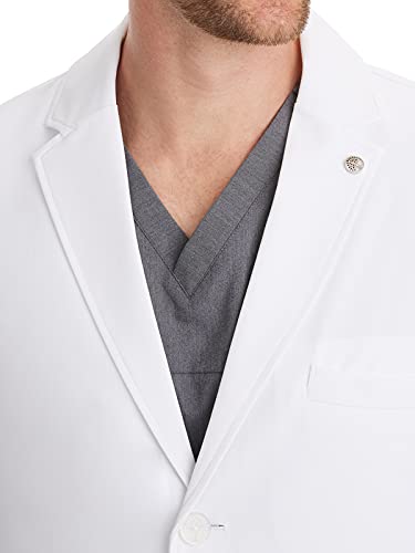 Healing Hands Logan Men’s White Lab Coat with 5 Pockets, Knit Details & Side Slits Back length 34½" 360° Stretch 5100, Small, White - Image 5