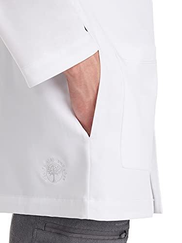 Healing Hands Logan Men’s White Lab Coat with 5 Pockets, Knit Details & Side Slits Back length 34½" 360° Stretch 5100, Small, White - Image 4