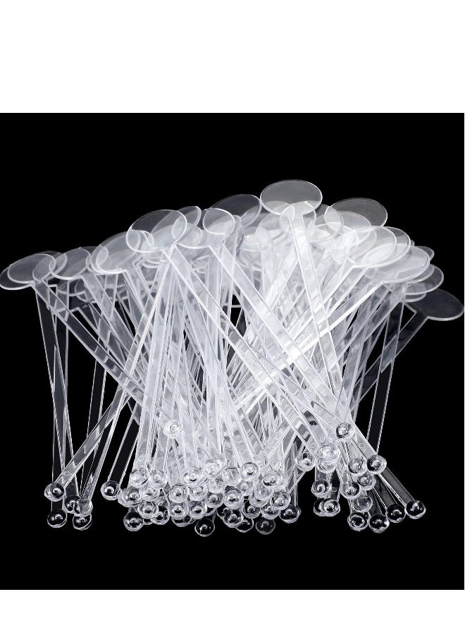 Coffee Stirring Sticks 240 Pcs 7 inches Disposible Plastic Disc Top Stirrers Transparent Stir Mixing Rod for Coffee Beverage - Image 3