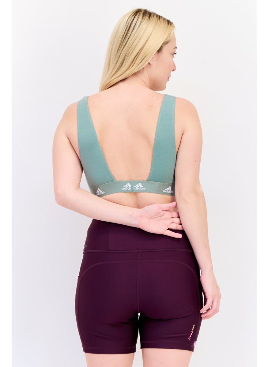 Adidas Women Non Padded Brand Logo Training Sport Bra, Mint Green  - Image 2