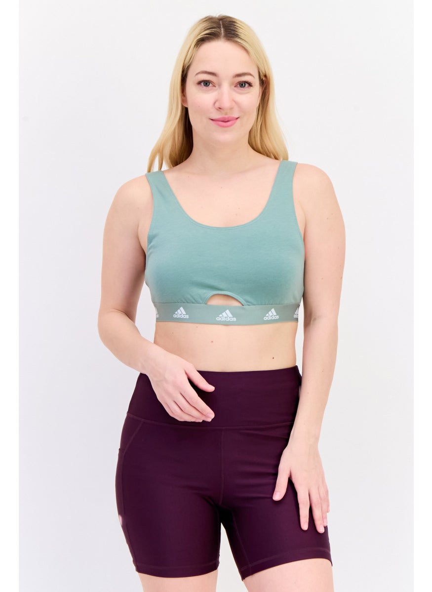 Adidas Women Non Padded Brand Logo Training Sport Bra, Mint Green  - Image 1