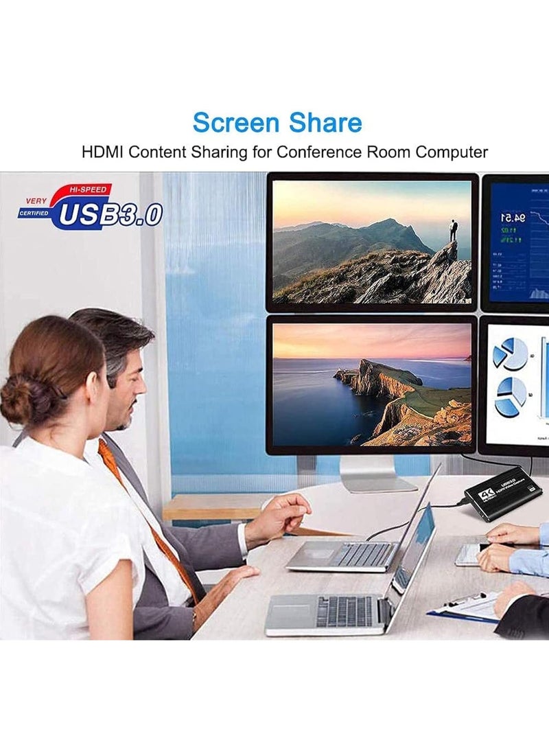 USB 3.0 4K Video Capture Card – 1080p 60FPS Recording – Portable HDMI Video & Audio Grabber for Game Streaming, Broadcasting, and Teaching – Compatible with PS4, Xbox, and More - Image 2