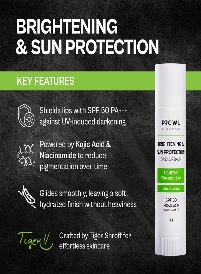 PROWL by Tiger Shroff SPF 50 PA+++ Lip Balm For Men with Kojic Acid | Lipbalm For Moisturising Brightening Dark Lips & Lightening Pigmented Dry Lips | Pigmentation Removal Care | Vanilla Coffee, 4g - Image 4