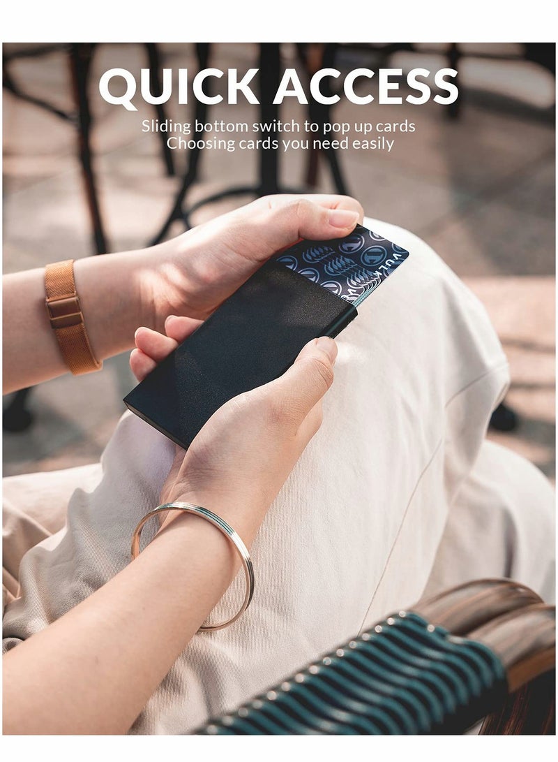 SOLARAE Card Wallet Pop Up Card Holder, Credit Card Holder, RFID Blocking Snap Button Pop Up Anti Theft Wallet - Image 2