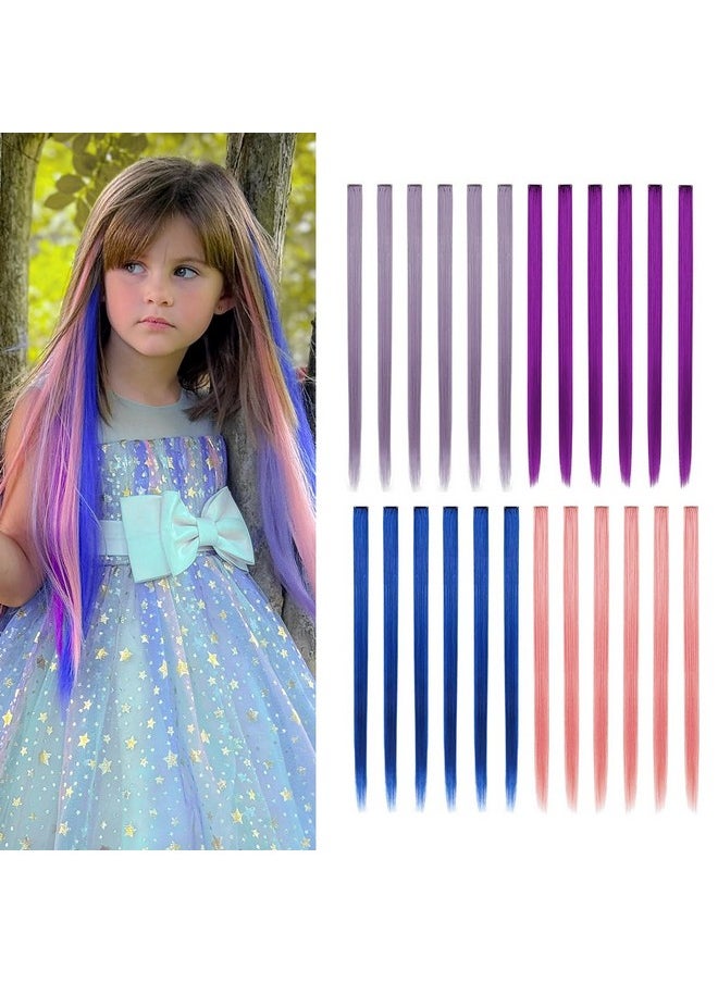 Dreamlover Dreamlover Hair Extensions for Kids, Colored Clip-in Hair Accessories for Girls, 24 Pieces  - Image 1