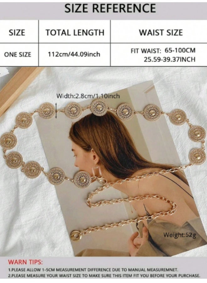 Shein Women’s Gold Metal Waist Chain with Round Disc Design – Dress Accessory Boho Summer, School, Fall, Halloween - Image 2