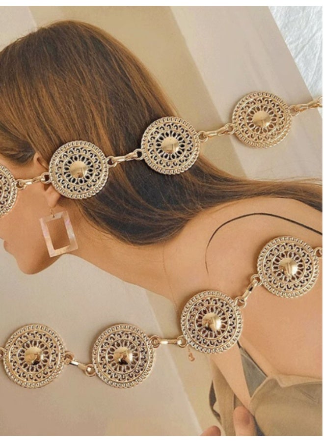 Shein Women’s Gold Metal Waist Chain with Round Disc Design – Dress Accessory Boho Summer, School, Fall, Halloween - Image 3