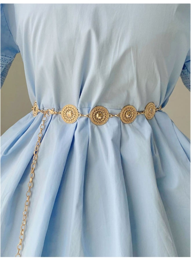 Shein Women’s Gold Metal Waist Chain with Round Disc Design – Dress Accessory Boho Summer, School, Fall, Halloween - Image 5