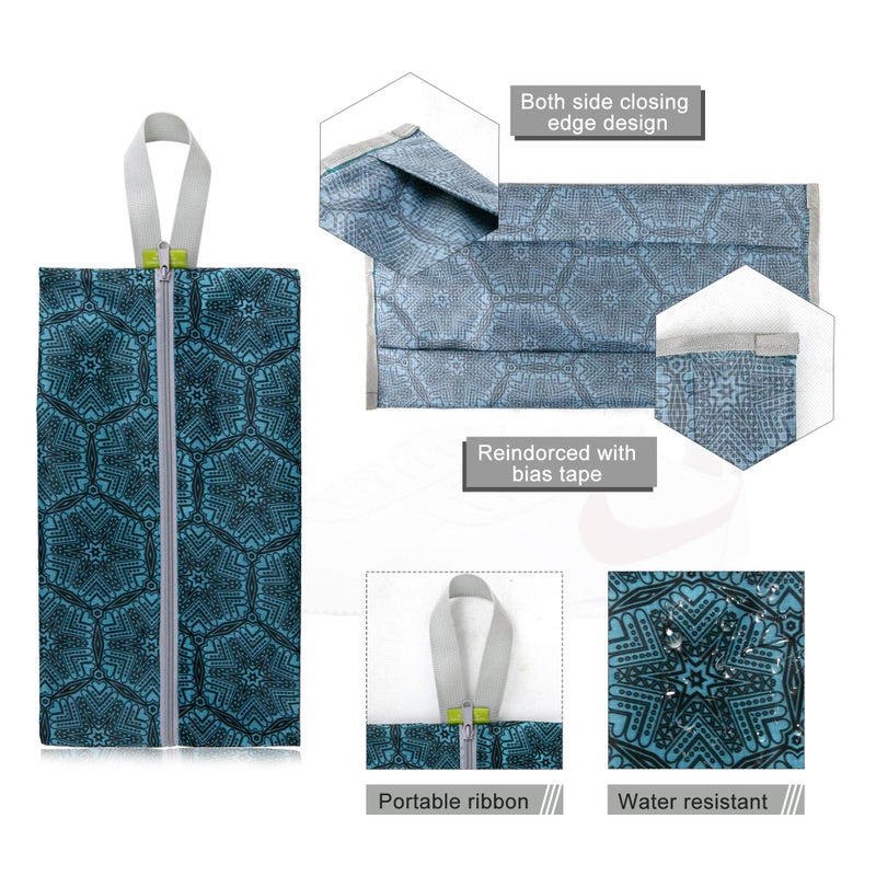 BeeGreen Shoe Organizer Shoe Bags For Travel with Zipper Closure, Shoe Storage Organizer with Handle Travel Bags, Green Blue Lightblue-Geometry, Large, Green Blue Lightblue-geometry - Image 3