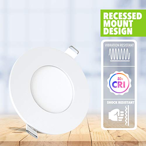 Leisure LED 5 Pack RV Boat Recessed Ceiling Light 240 Lumen Super Slim LED Panel Light DC 12V 3.375" 3W Full Aluminum Downlights, Cool White (Cool White, 5) (Cool White, 5 Pack) - Image 4