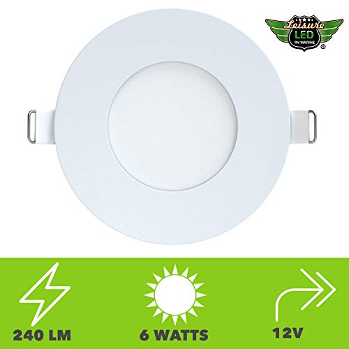 Leisure LED 5 Pack RV Boat Recessed Ceiling Light 240 Lumen Super Slim LED Panel Light DC 12V 3.375" 3W Full Aluminum Downlights, Cool White (Cool White, 5) (Cool White, 5 Pack) - Image 3